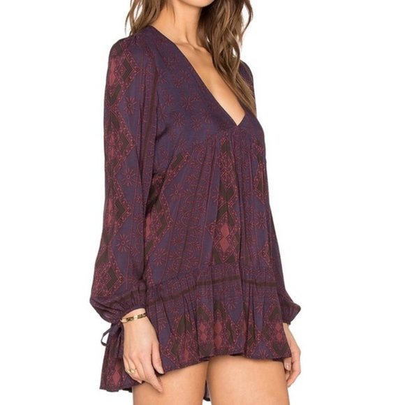 Free People Tops - Free People UO Down By The Bay High Low Dusk Combo Boho Tunic Top SZ L